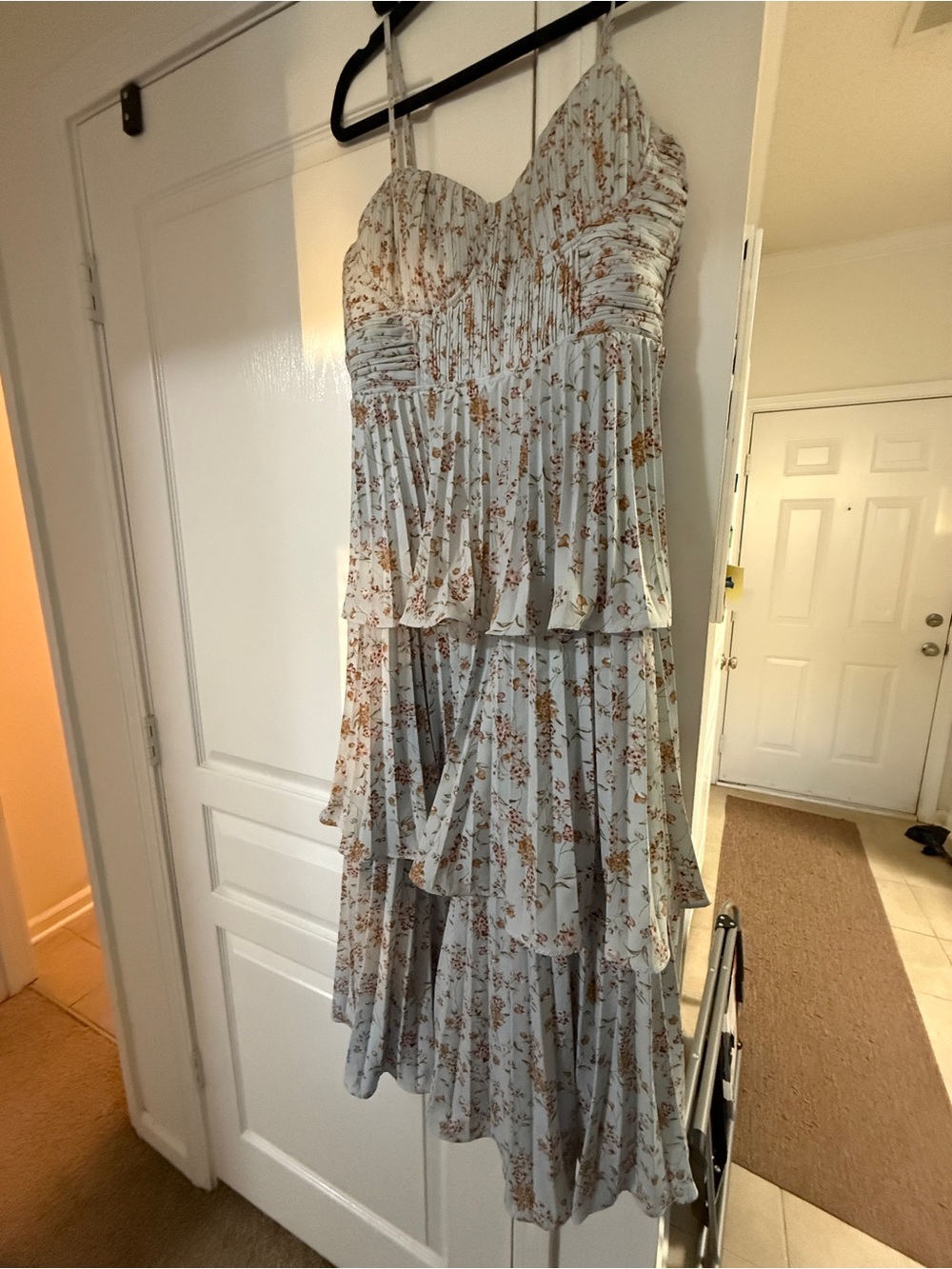 Lulu's Light Blue Floral Tiered High-Low Dress